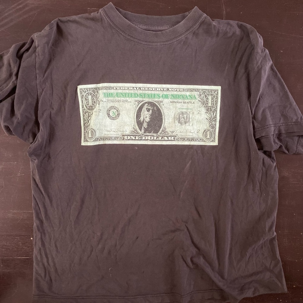 ORIGINAL 1991 NIRVANA “NEVERMIND” ERA DOLLAR BILL TOUR SHIRT